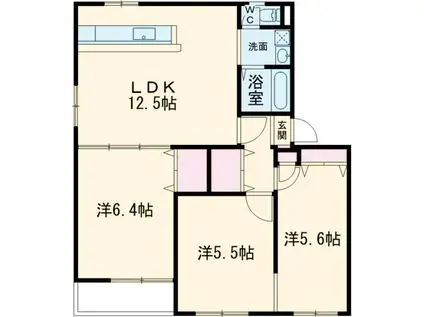 オスタリーパレス(3LDK/3階)の間取り写真