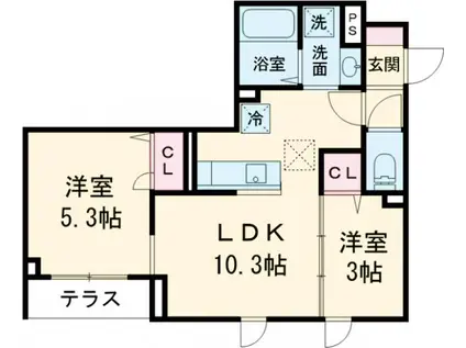 セレスティア南花畑Ⅲ(2LDK/1階)の間取り写真