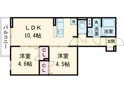 セレスティア南花畑Ⅲ(2LDK/2階)の間取り写真