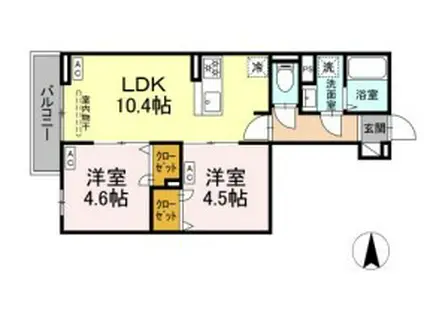 セレスティア南花畑Ⅲ(2LDK/3階)の間取り写真