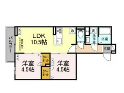 セレスティア南花畑Ⅲ(2LDK/3階)の間取り写真