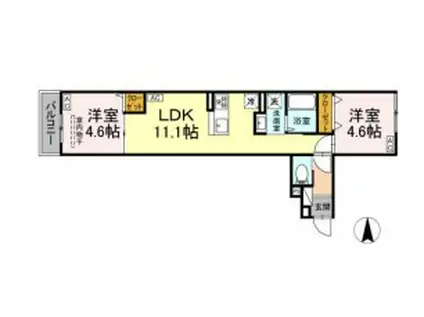 セレスティア南花畑Ⅲ(2LDK/3階)の間取り写真