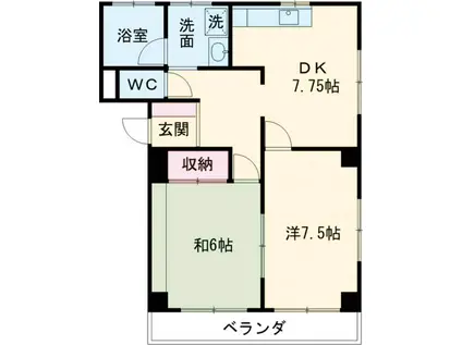 オレンジシャトー(2DK/3階)の間取り写真