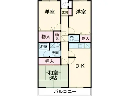 ピオニー・Ⅲ(3DK/3階)の間取り写真