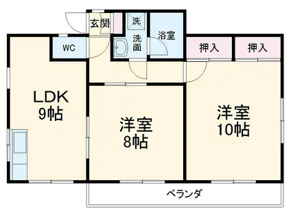 コーポ石井(2LDK/2階)の間取り写真