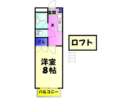 ドゥミル津田沼(1K/2階)の間取り写真