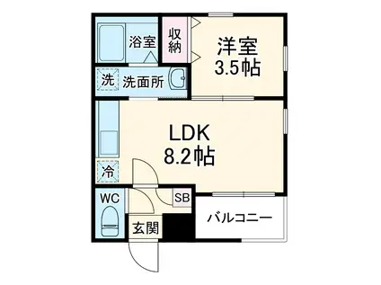 CHERIM 本陣十王町 サウス(1LDK/1階)の間取り写真