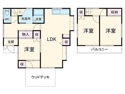 京浜急行電鉄本線 上大岡駅 徒歩13分 2階建 築56年(3LDK)の間取り写真