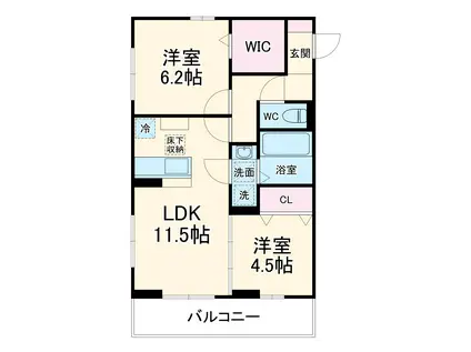 ユートリⅢ(2LDK/1階)の間取り写真