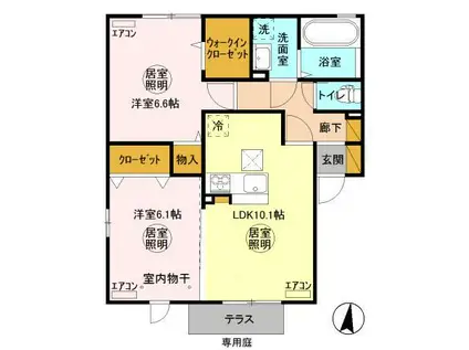 グランマーレP(2LDK/1階)の間取り写真