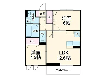 ユートリⅢ(2LDK/3階)の間取り写真