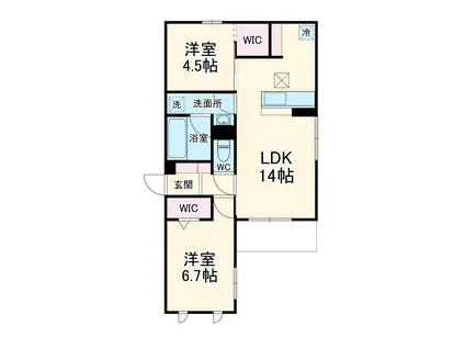 クラシスト高殿(2LDK/1階)の間取り写真