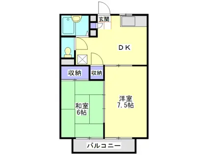 ハイム湘南(2DK/2階)の間取り写真