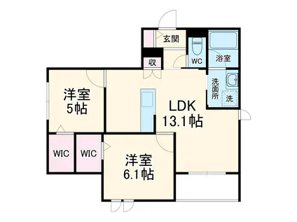 都島区都島北通1丁目へーベルメゾン(2LDK/2階)の間取り写真