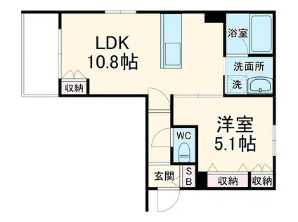 都島区都島北通1丁目へーベルメゾン(1LDK/3階)の間取り写真