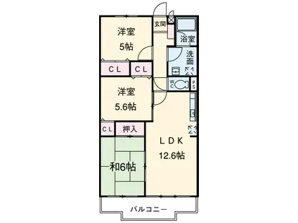 コンフォート末広(3LDK/2階)の間取り写真