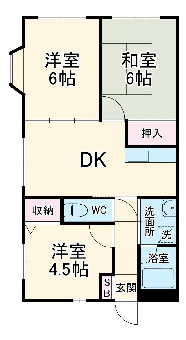 熊谷クレイン2ビル(3DK/2階)の間取り写真