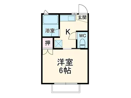 はねだハイツ(1DK/2階)の間取り写真