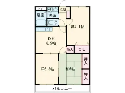 メルベーユ(3DK/2階)の間取り写真