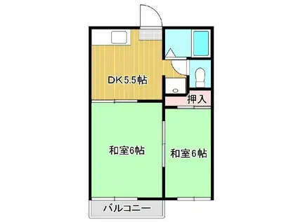 フォーブル嶋野(2DK/2階)の間取り写真