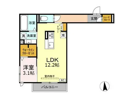 AMABILE(1LDK/2階)の間取り写真