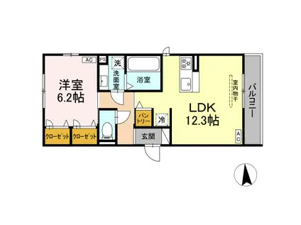 AMABILE(1LDK/3階)の間取り写真