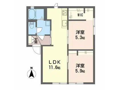 グリーンとぴあⅤ(2LDK/1階)の間取り写真