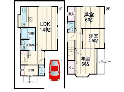 京成電鉄本線 京成大和田駅 徒歩10分 2階建 築31年(3LDK)の間取り写真