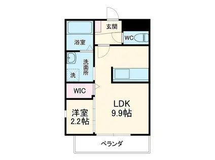 レイク志都呂(1LDK/3階)の間取り写真
