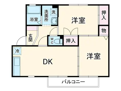 ビラージュⅡ A(2LDK/1階)の間取り写真
