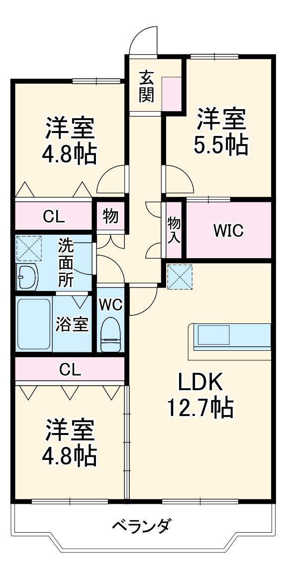 エスプリⅢ(3LDK/3階)の間取り写真