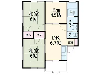 ハイムフローラB(3DK/2階)の間取り写真