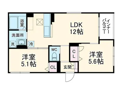 アルテールⅡ(2LDK/1階)の間取り写真