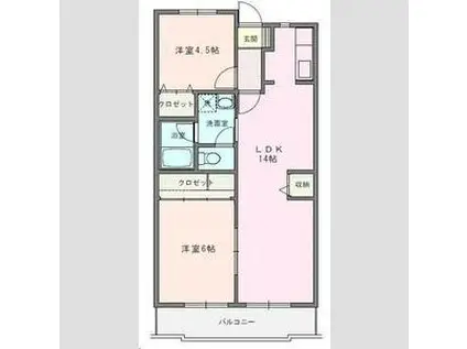 ニフティ34(2LDK/2階)の間取り写真