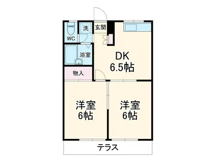 エステート笹尾(2DK/1階)の間取り写真