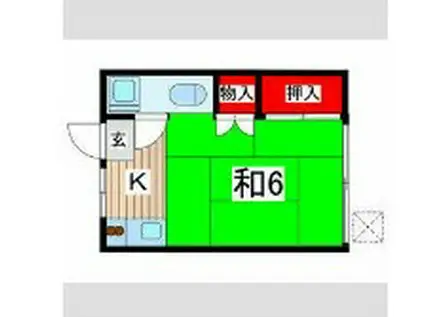 中伸荘(1K/1階)の間取り写真