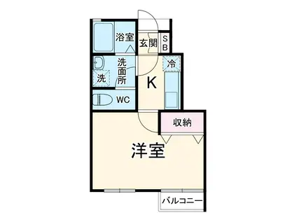 プリムラ(1K/1階)の間取り写真