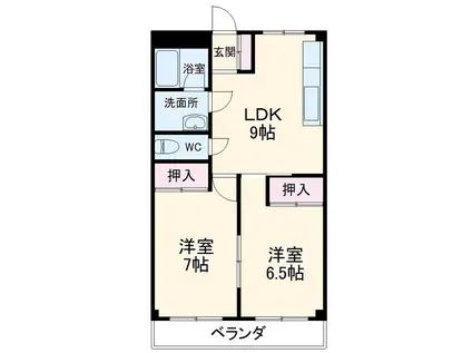 東ハイツ B(2DK/3階)の間取り写真