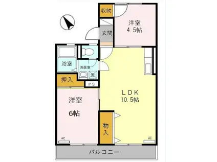 グリーンハイツ(2LDK/2階)の間取り写真