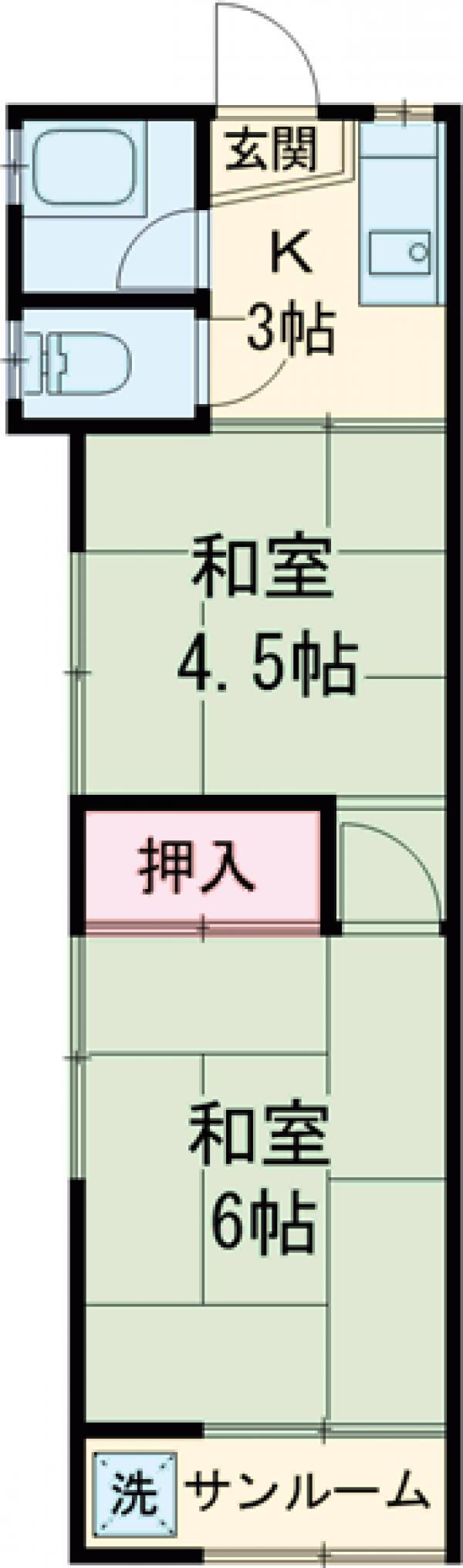 窪田アパート(2K/1階)の間取り写真