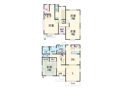 常磐線 柏駅 徒歩10分 2階建 築34年(3LDK)の間取り写真