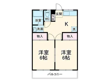 乙羽コーポ(2K/4階)の間取り写真