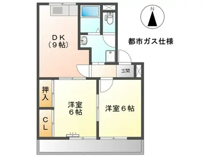 レジデンス光琳(2DK/3階)の間取り写真