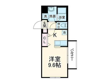 CRESTTAPP京都丹波口2(1K/1階)の間取り写真