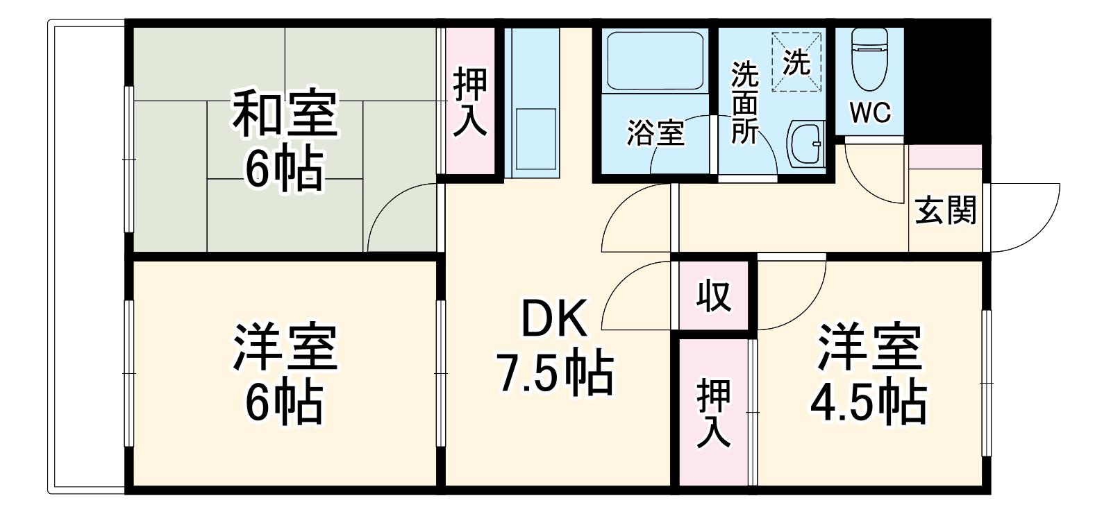 コラージュⅡ(3DK/1階)の間取り写真