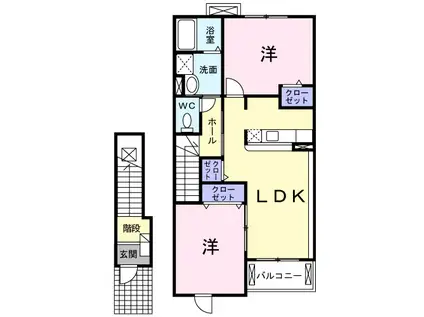 ラ・プルミエールⅡ番館(2LDK/2階)の間取り写真