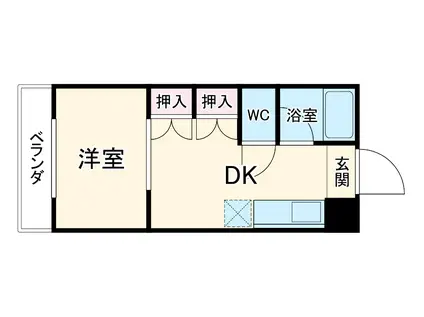 ウェルファー南林間(1DK/1階)の間取り写真