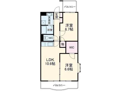 ソレアード(2LDK/1階)の間取り写真