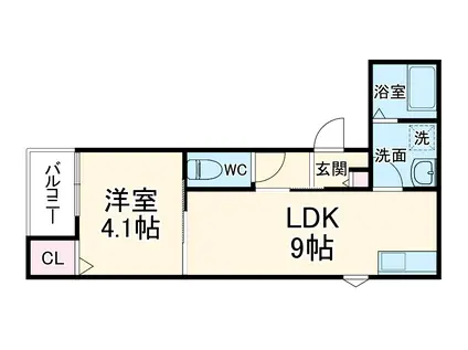 LECOCON中川Ⅱ(1LDK/2階)の間取り写真