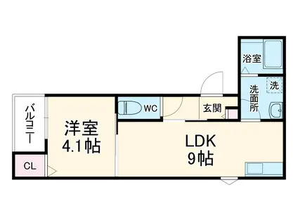 LECOCON中川Ⅱ(1LDK/1階)の間取り写真